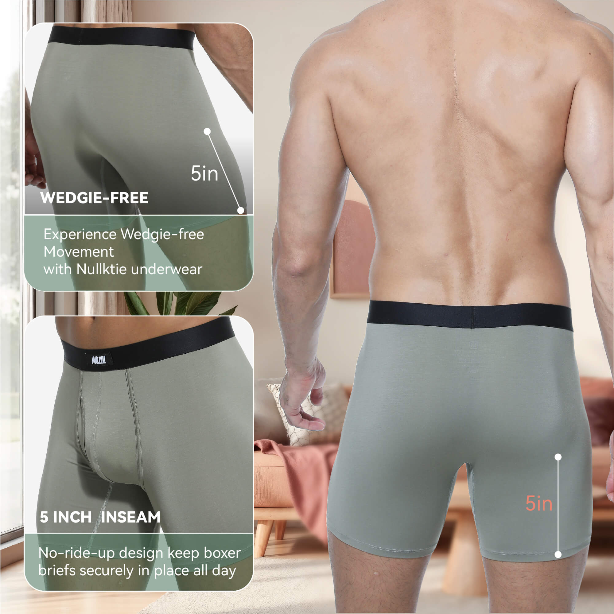 Men's Modal Boxer Briefs With Fly Pouch 4 Pack