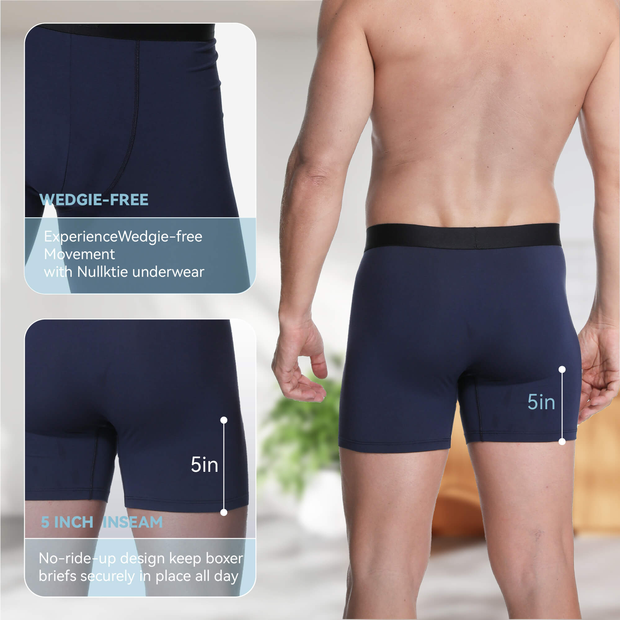 Men's Modal Boxer Briefs with 3D Pouch 4 Pack