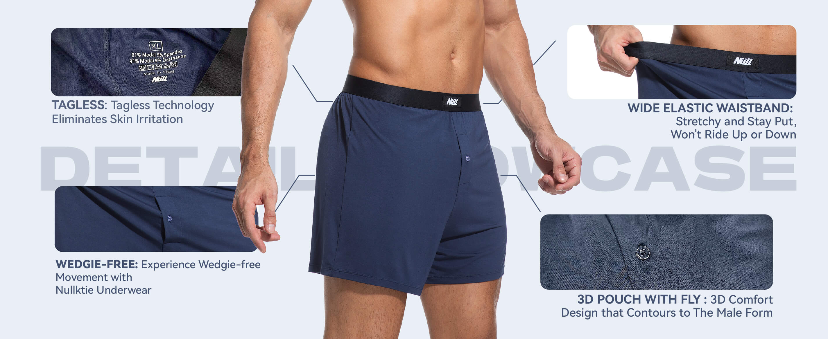 Ultra-Soft Loose Fit Boxer Shorts with Button Fly 3 Pack